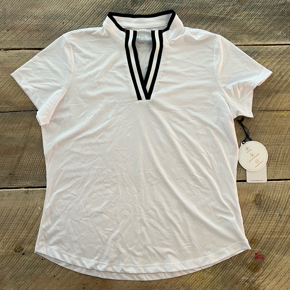 Tail White Label Golf Polo Womens Large Chalk White NEW UPF 50 Mock Neck GH8237